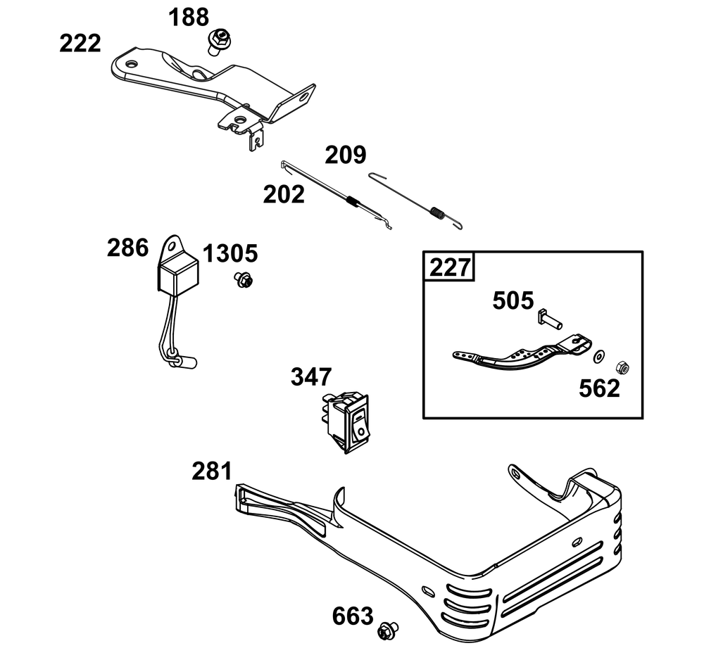 Controls Group Diagram and Parts List for 130G32-0084-H5 100000 - 19Z999 Briggs and Stratton Engine